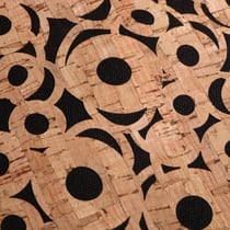 Tissu Liège monté sur jeans Cercles sur fond Noir