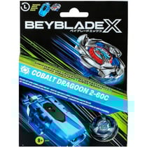 Toupie beyblade x pack cobalt dragoon 2-60c avec lanceur à corde deluxe - type attaque - pack toupie et lanceur - hasbro g1491