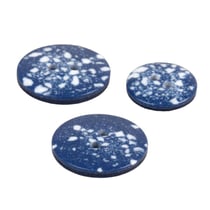 Lot de 3 boutons rond plastique recyclé 2 trous bleu français