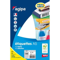 Apli 114017 - Etiquettes multi-usage blanches 8 x 20mm A5