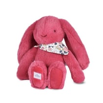 Peluche lapin fleurette fuchsia - 25 cm -