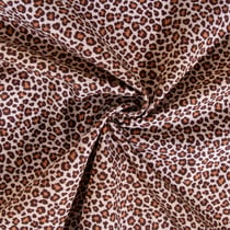 Tissu Popeline de Coton Léopard sur fond Ecru