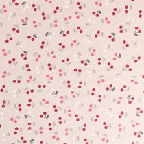 Tissu Enduit Anti Tâches Cerises Rouge et rose sur fond Beige