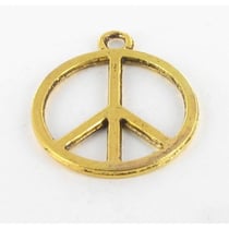 MégaCréa - Breloque en métal Grand peace and Love Doré 2 cm  (10 pièces)