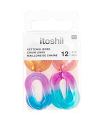 Lot de 12 Maillons de Chaîne Brillance Itoshii - 19 x 31 x 5 mm - Rico Design Bleu/Pink/Orange