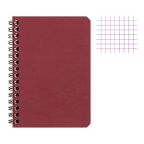 Carnet - 9x14 cm - Petits carreaux - 100 pages - Couverture rouge - Spirale