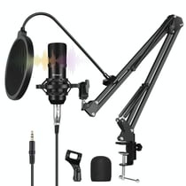 Kit Microphone Professionnel Studio Chant USB Avec Bras Et Carte Son Intégrée Noir YONIS