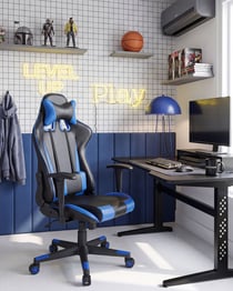 Siège de gaming Cuir PU Bleu foncé GAMER - Beliani