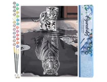 Peinture par Numéro Figured'Art - Chaton Reflet Tigre - Kit de Loisir Créatif DIY Numéro d'Art Complet - 40x50cm sans châssis en bois
