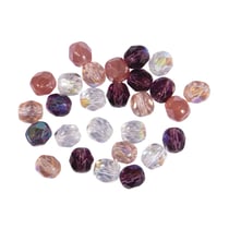 Perle facettée en verre, ø 6mm, rose antique, 6 mm ø, boîte 50 pces