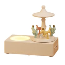Veilleuse Carrousel Enceinte Bluetooth Bois Haut-Parleur Sans Fil LED Atmosphère Blanc YONIS