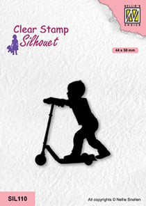 Tampon transparent petit garçon sur sa trottinette NELLIE SNELLEN