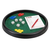 Jeu de Yam's & 421 Complet – Plateau 28 cm, 5 Dés, Jetons, Pions, Crayon et Feuilles de Score – Jeu de Société Classique