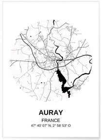 Affiche Carte Auray | A3 : 29,7x42cm