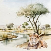 Lot de 4 serviettes en papier découpage collage 33 cm ANIMAUX SAVANE A 510