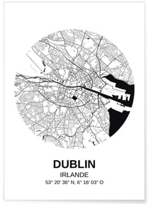 Affiche Carte Dublin | A3 : 29,7x42cm