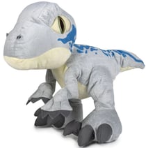 Peluche dinosaure velociraptor blue 27 cm - jurassic world - dino gris - peluche licence
