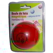 Boule de loto magnétique numérotee rouge + 100 pions de loto - ramasse pions - lotoquine