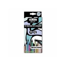 Crayons de couleur - 12 couleurs métalliques - Corps bois - Scolaire - Coloriage - Ulmann