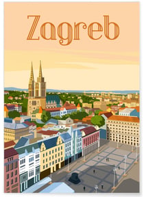 Affiche ville Zagreb | A3 : 29,7x42cm