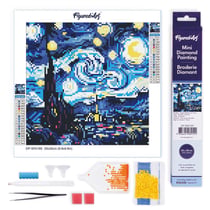 Mini Diamond Painting Broderie Diamant Figured’Art 25x25cm toile entière roulée avec diamants ronds - Nuit Étoilée Vibrante
