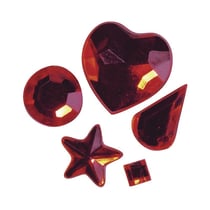 Pierres strass acrylique à coller, rouge, 3 - 12 mm, 5 sortes, 58 pces