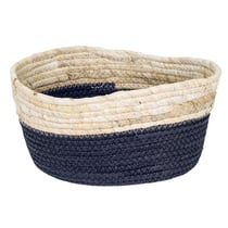 Panière en jonc de mer - noir et naturel