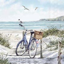 Lot de 4 serviettes en papier découpage collage 33 cm VELO BORD DE MER M 203