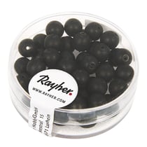 Renaissance Perles en verre, dépolies, 6, noir, boîte 45 pces