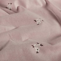 Tissu Flanelle de Coton Lina bouquets floraux Blanc sur fond Rose poudré