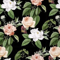 Lot de 4 serviettes en papier découpage collage 33 cm FLEUR FOND NOIR F 505