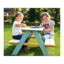Table en bois multicolore Nicky pour 4 personnes avec bancs