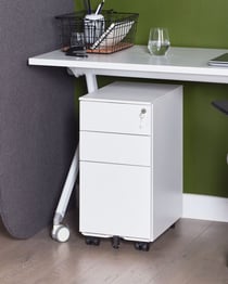 Caisson de Bureau en Métal Blanc avec Roulettes Pratiques et 3 Tiroirs Spacieux Vérouillable avec Clef Idéal pour Rangement de vos Dossiers Beliani