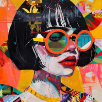 Tableau sur toile portrait pop art 45x45 cm