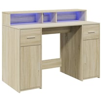 Bureau table poste de travail meuble d'ordinateur informatique étude avec lumières LED