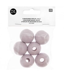 Perles de macramé en bois 30mm X6 - Rico Design Gris (GRIS CLAIR)