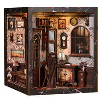 Cube Nook - Book Nook Kit DIY - Maquette 3D Bois Miniature Salon Vintage - LED