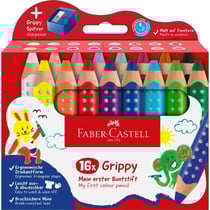 Crayons de couleur - Ergonomique - Mine XXL Jumbo - 16 couleurs + taille-crayon - Faber-Castell