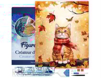 Diamond Painting Broderie Diamant Figured’Art 40x50cm toile tendue sur châssis en bois - diamants carrés - Chat douillet en Automne