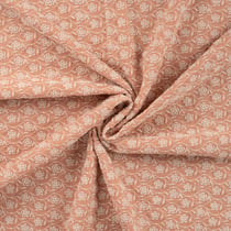 Tissu Gaze de Coton Fleurs brodées sur fond Saumon