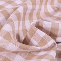 Tissu Rayures Grands carreaux 10 mm Beige