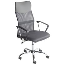 Chaise de Bureau Grise en Cuir Pu et Tissu Moderne Maillé Design Sportif Rotation à 360° Mécanisme d'Inclinaison Durable
