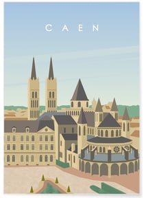 Affiche ville Caen | A3 : 29,7x42cm