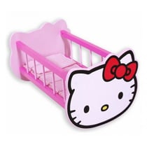 Berceau en bois hello kitty poupee - lit a bascule poupon