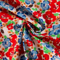 Tissu Coton imprimé Arty Fleuris Odalie sur fond Ecru