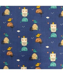 Tissu enfant coton petites reines de 150 cm de largeur Bleu vendu par 50 cm