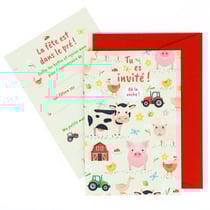6 Invitations Animaux de la Ferme - Recyclable