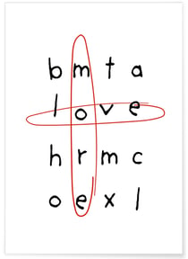 Affiche Mots croisés Love | A3 : 29,7x42cm