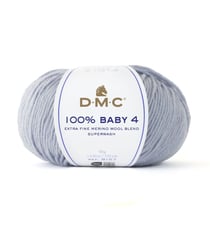 Pelote de mérino à tricoter 100% BABY 4 - DMC 109 Bleu