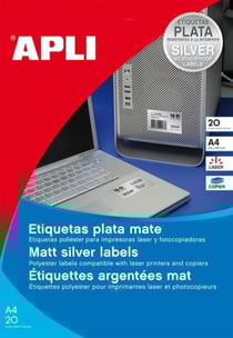 Etiquettes argent polyester laser 25,4x10 mm 20 feuilles
